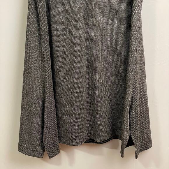 Terra L gray black tunic top blouse sleeveless tweed stripe medieval high neck - Picture 8 of 8